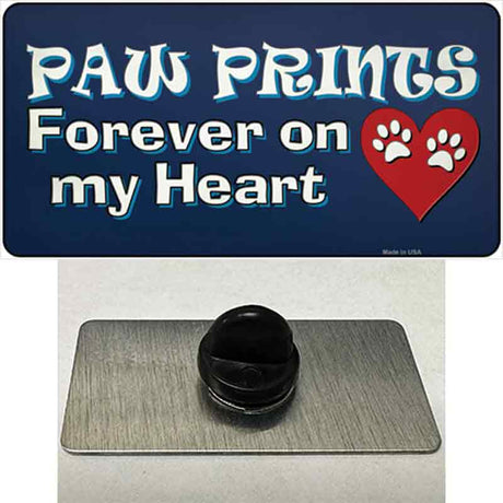 Paw Prints On My Heart Novelty Metal Hat Pin Tag