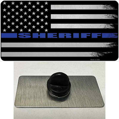 Sheriff Blue Flag Novelty Metal Hat Pin Tag