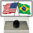 Brazil USA Crossed Flags Novelty Metal Hat Pin Tag