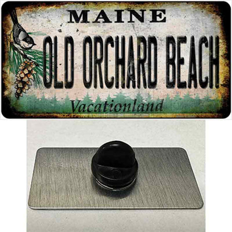 Old Orchard Beach Maine Rusty Novelty Metal Hat Pin Tag