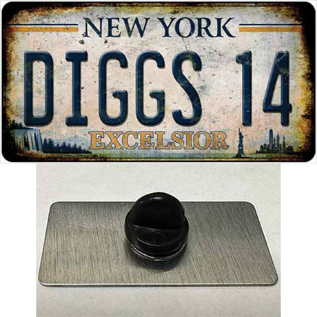 Diggs 14 Excelsior New York Rusty Novelty Metal Hat Pin Tag