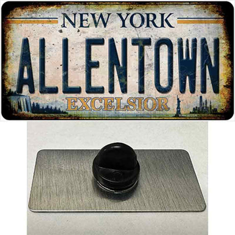 Allentown Excelsior New York Rusty Novelty Metal Hat Pin Tag