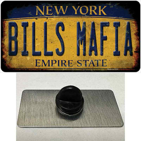 Bills Mafia New York Yellow Rusty Novelty Metal Hat Pin Tag