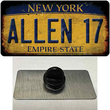 Allen 17 New York Yellow Novelty Metal Hat Pin Tag