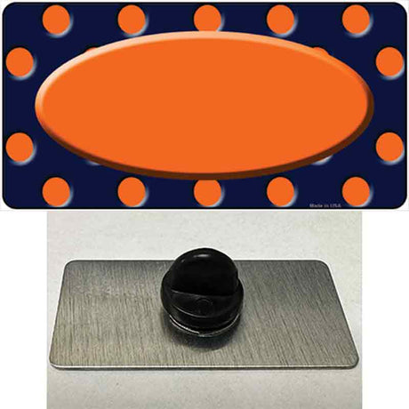 Orange Navy Blue Polka Dot Orange Center Oval Novelty Metal Hat Pin