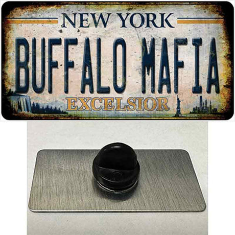 Buffalo Mafia Excelsior New York Rusty Novelty Metal Hat Pin Tag