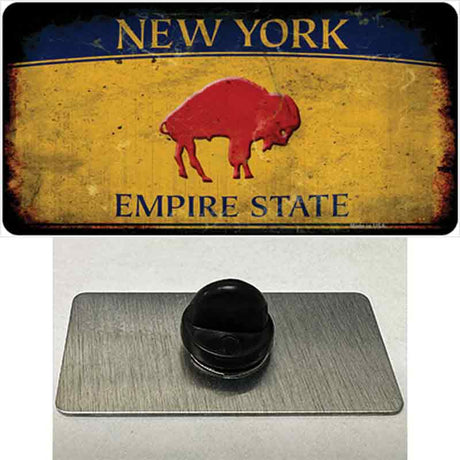 Red Buffalo NY Yellow Rusty Novelty Metal Hat Pin Tag