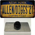 Allen Diggs 21 NY Yellow Rusty Novelty Metal Hat Pin Tag