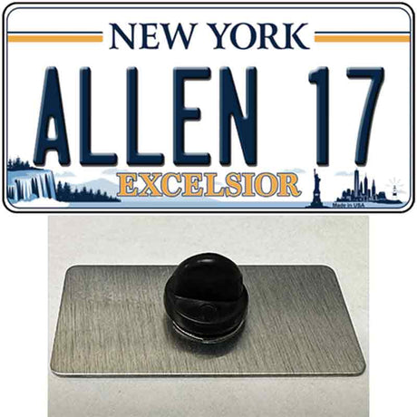 Allen 17 NY Excelsior Novelty Metal Hat Pin Tag