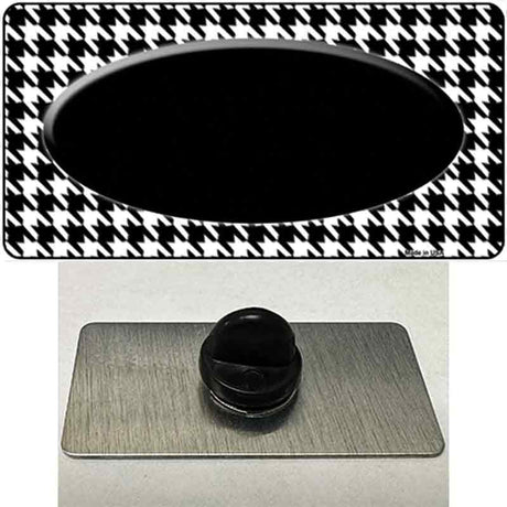 White Black Houndstooth Black Center Oval Novelty Metal Hat Pin