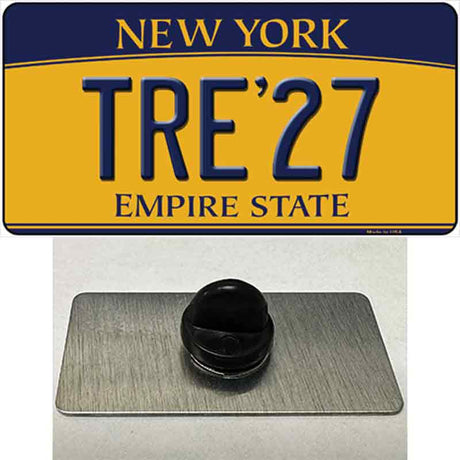 Tre 27 New York Yellow Novelty Metal Hat Pin Tag