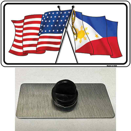 Philippines US Crossed Flag Novelty Metal Hat Pin Tag