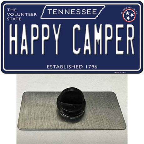 Happy Camper Tennessee Blue Novelty Metal Hat Pin Tag