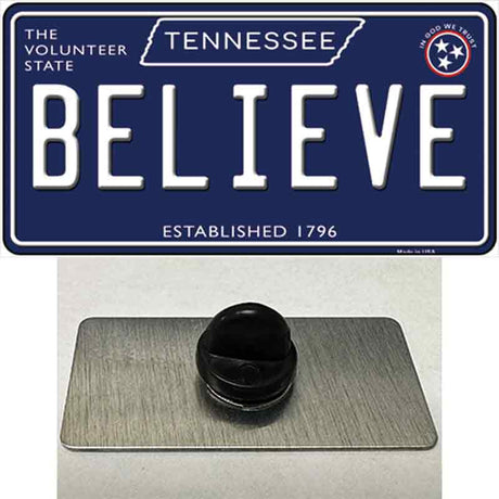 Believe Tennessee Blue Novelty Metal Hat Pin Tag