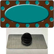 Teal Brown Polka Dot Center Oval Novelty Metal Hat Pin