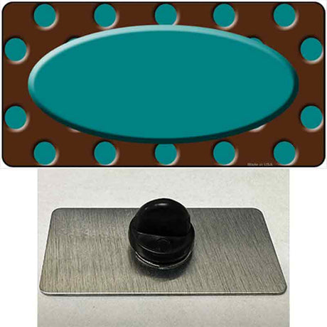 Teal Brown Polka Dot Center Oval Novelty Metal Hat Pin