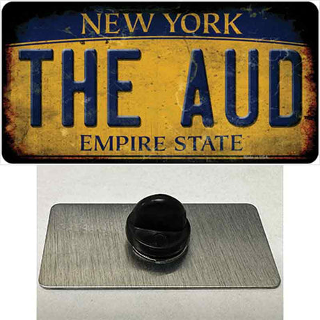 The Aud New York Yellow Novelty Metal Hat Pin Tag