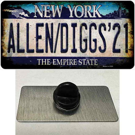 Allen Diggs 21 NY Blue Novelty Metal Hat Pin Tag