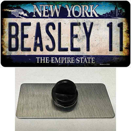 Beasley 11 New York Blue Novelty Metal Hat Pin Tag