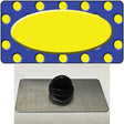 Yellow Royal Blue Polka Dot Center Oval Novelty Metal Hat Pin