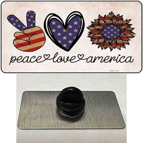 Peace Love America Novelty Metal Hat Pin Tag