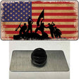 Grunge American Flag with Soldiers Novelty Metal Hat Pin Tag