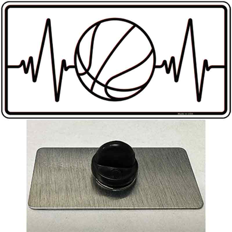 Basketball Heart Beat Novelty Metal Hat Pin Tag