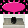 Pink Black Polka Dot Pink Center Oval Black Novelty Metal Hat Pin