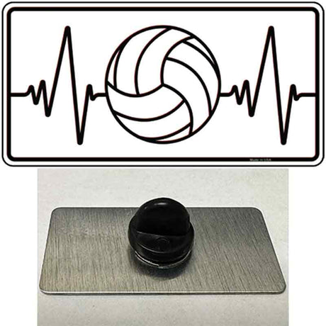 Volleyball Heart Beat Novelty Metal Hat Pin Tag