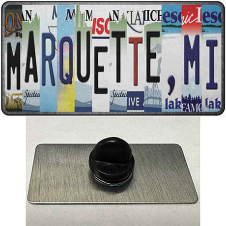 Marquette MI Strip Art Novelty Metal Hat Pin Tag