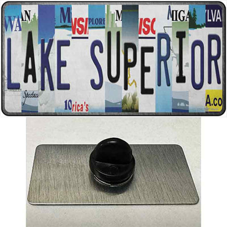 Lake Superior Strip Art Novelty Metal Hat Pin Tag