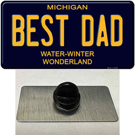 Best Dad Michigan Blue Novelty Metal Hat Pin