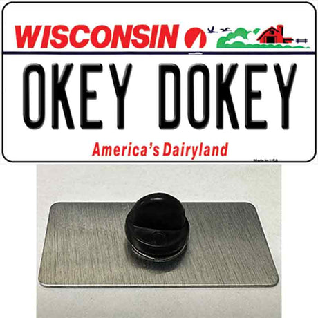 Okey Dokey Wisconsin State Background Novelty Metal Hat Pin