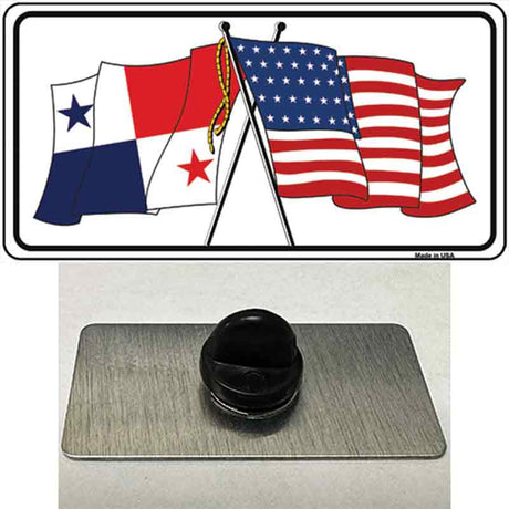 Panama Crossed US Flag Novelty Metal Hat Pin