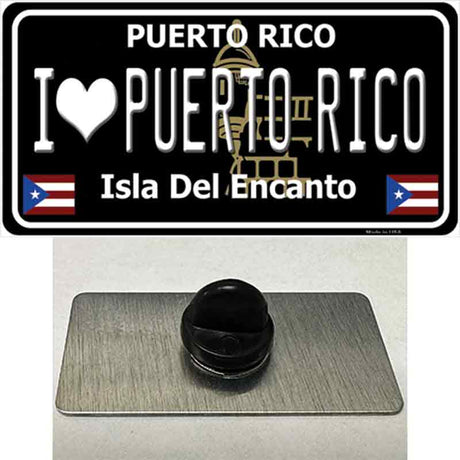 I Love Puerto Rico Black Novelty Metal Hat Pin