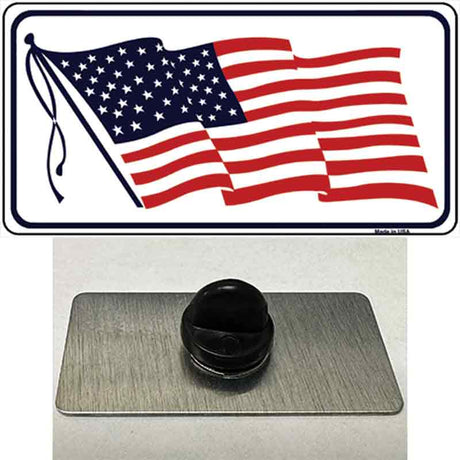 American Flag Waving White Novelty Metal Hat Pin