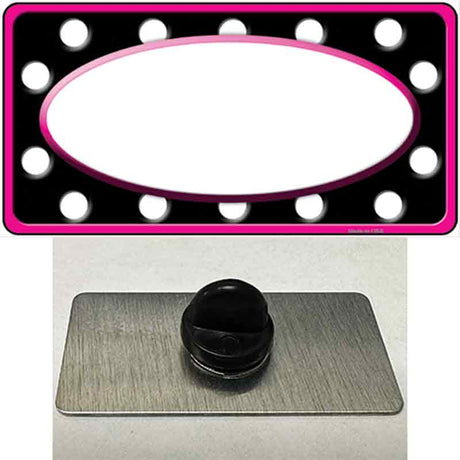 White Black Polka Dots Pink Frame And White Center Oval Novelty Metal Hat Pin