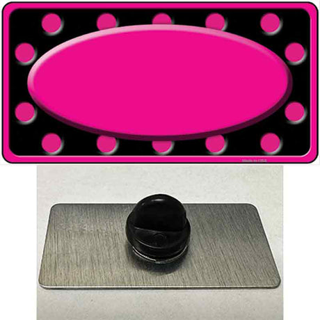 Pink Black Polka Dots Pink Frame And Center Oval Novelty Metal Hat Pin