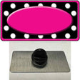 White Black Polka Dots Pink Frame And Center Oval Novelty Metal Hat Pin