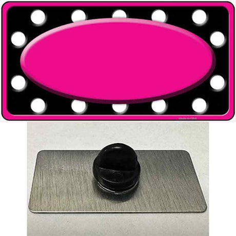 White Black Polka Dots Pink Frame And Center Oval Novelty Metal Hat Pin