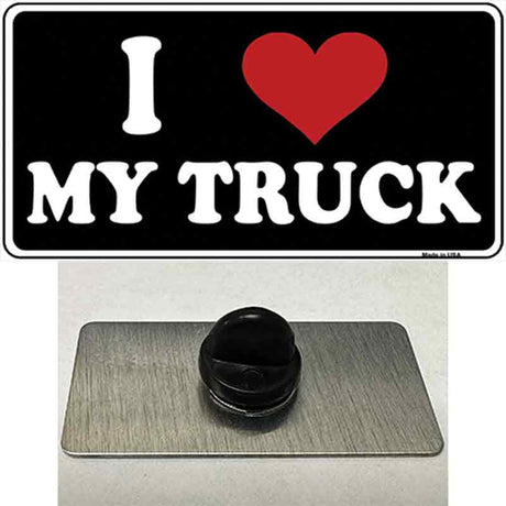 I Love My Truck Black Novelty Metal Hat Pin