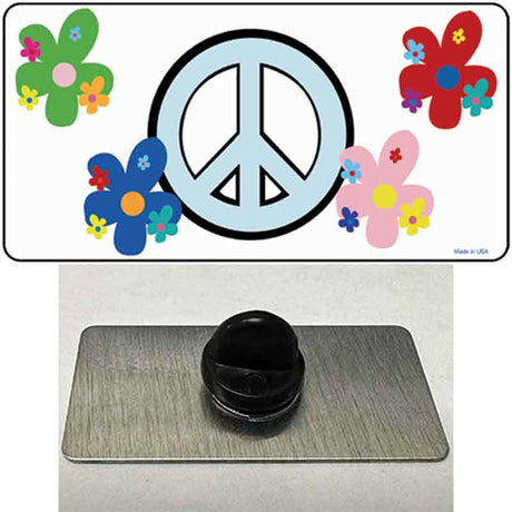 Peace Sign and Flowers Novelty Metal Hat Pin