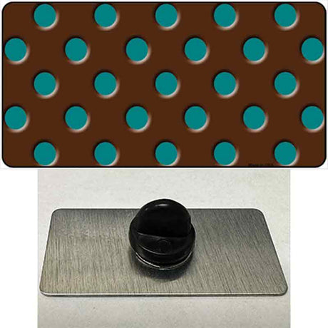 Teal Polka Dots Brown Novelty Metal Hat Pin