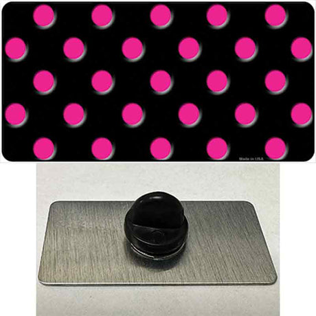 Hot Pink Polka Dots Black Novelty Metal Hat Pin