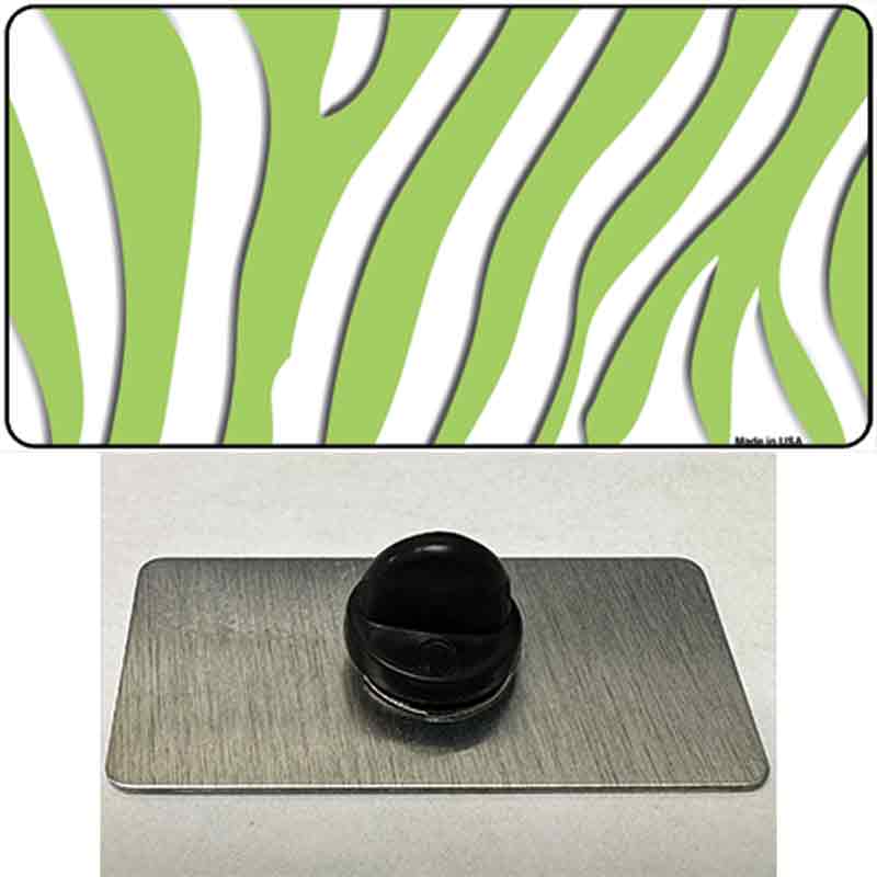 Lime Green White Zebra Novelty Metal Hat Pin