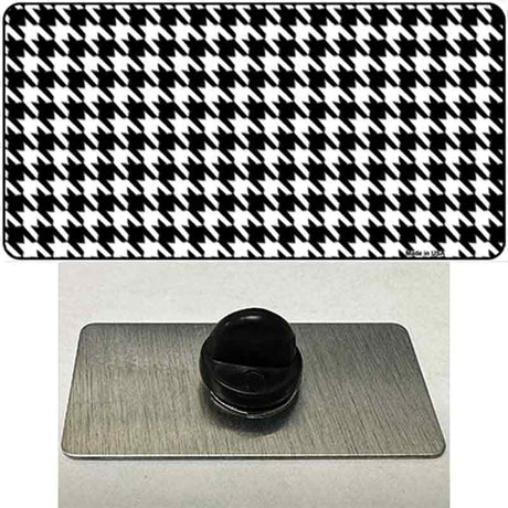 White Black Houndstooth Novelty Metal Hat Pin