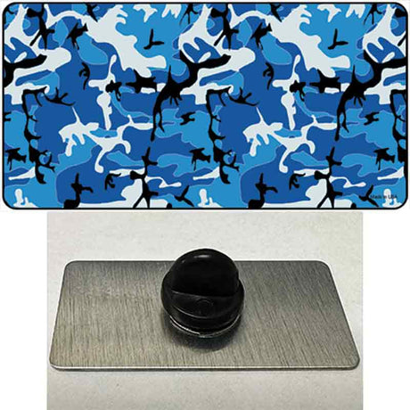 Blue Camouflage Novelty Metal Hat Pin