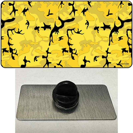 Yellow Camouflage Novelty Metal Hat Pin