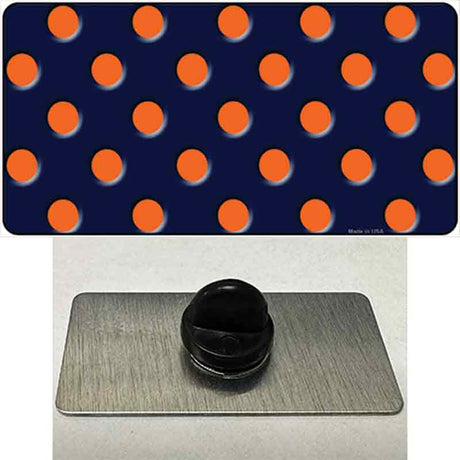 Orange Polka Dots Navy Blue Novelty Metal Hat Pin