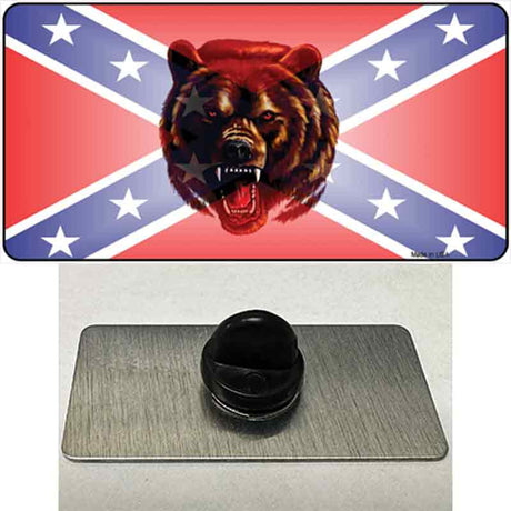 Confederate Flag Grizzly Bear Novelty Metal Hat Pin